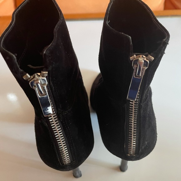 Black Suede Ankle Heel Booties - Heeled Boots with Zipper for Going Out - Picture 9 of 13
